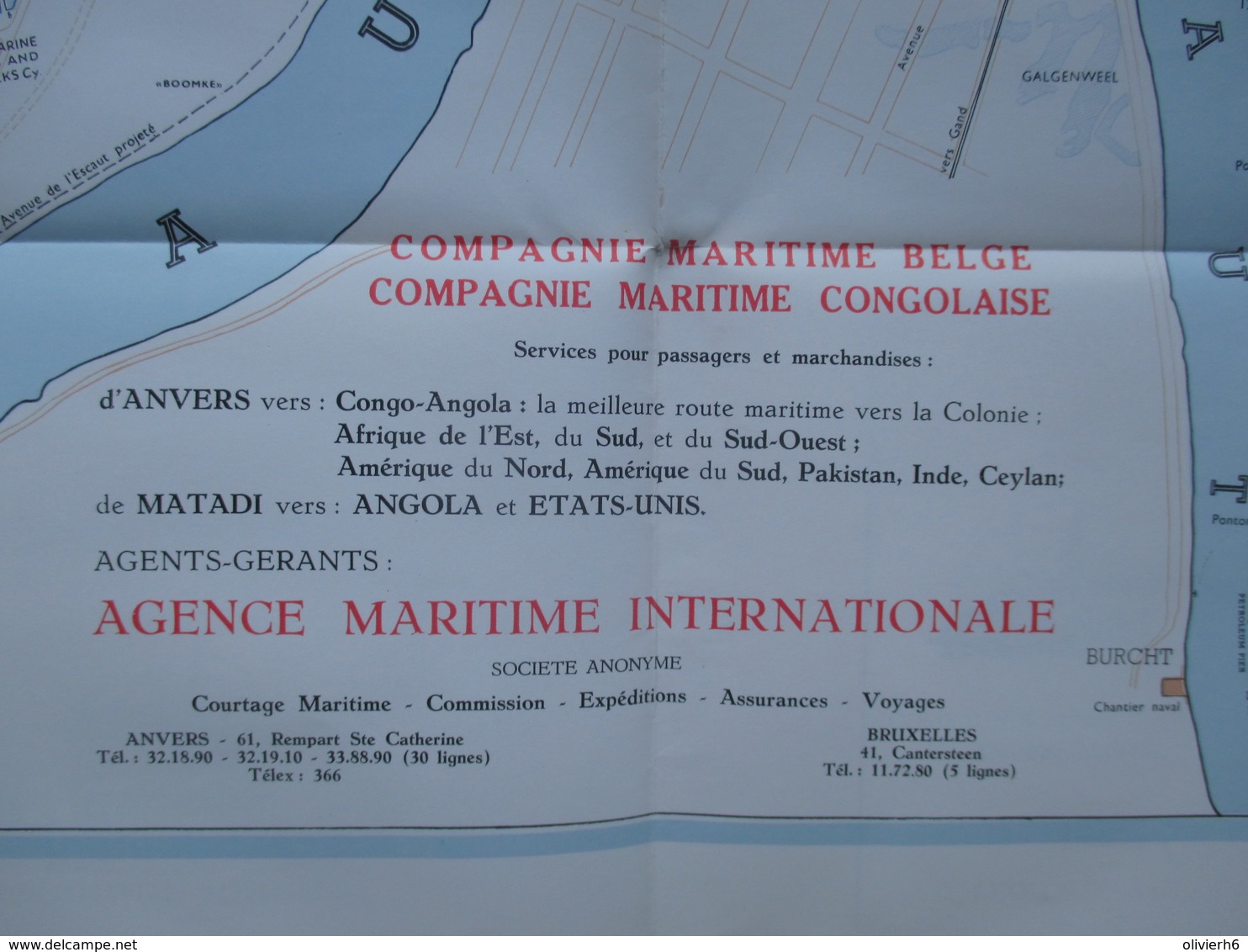 BROCHURE PUBLICITAIRE (M1903) COMPAGNIE MARITIME BELGE (2 Vues) PLAN DU PORT D'ANVERS - Dépliants Touristiques