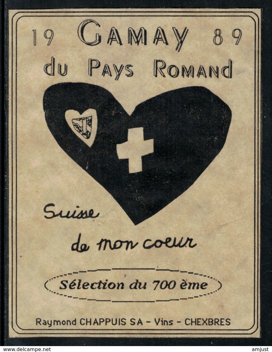 Rare // Etiquette De Vin // 700ème De La Confédération // Gamay Du 700ème - 700 Años De La Confederación Helvética