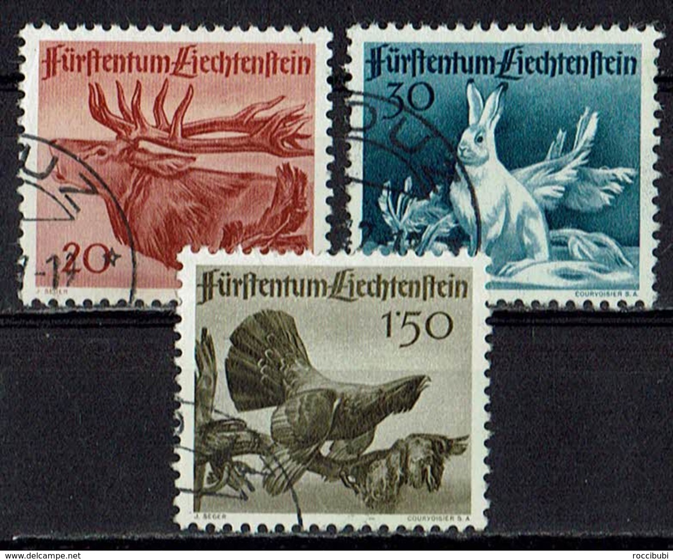 Liechtenstein 1946 // Mi. 249/251 O (033466) Jagd (I) - Gebraucht