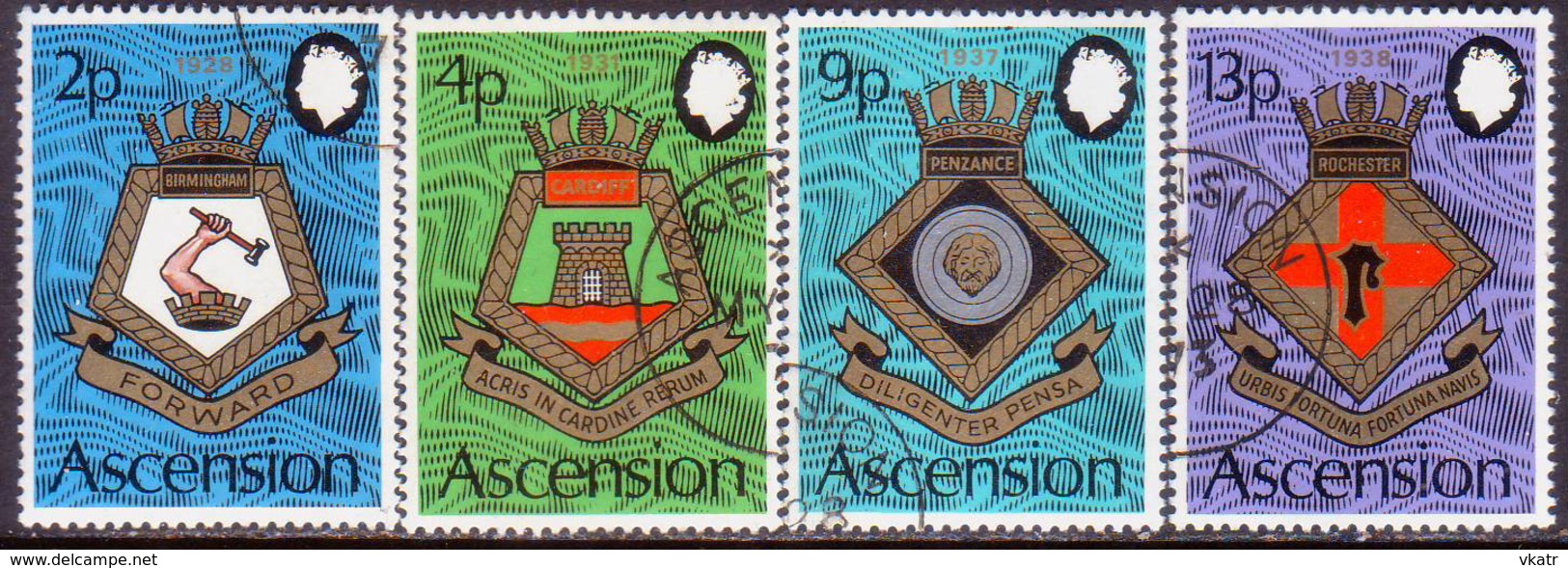 ASCENSION 1973 SG #166-69 Compl.set Used Royal Naval Crests (5th Series) - Ascension