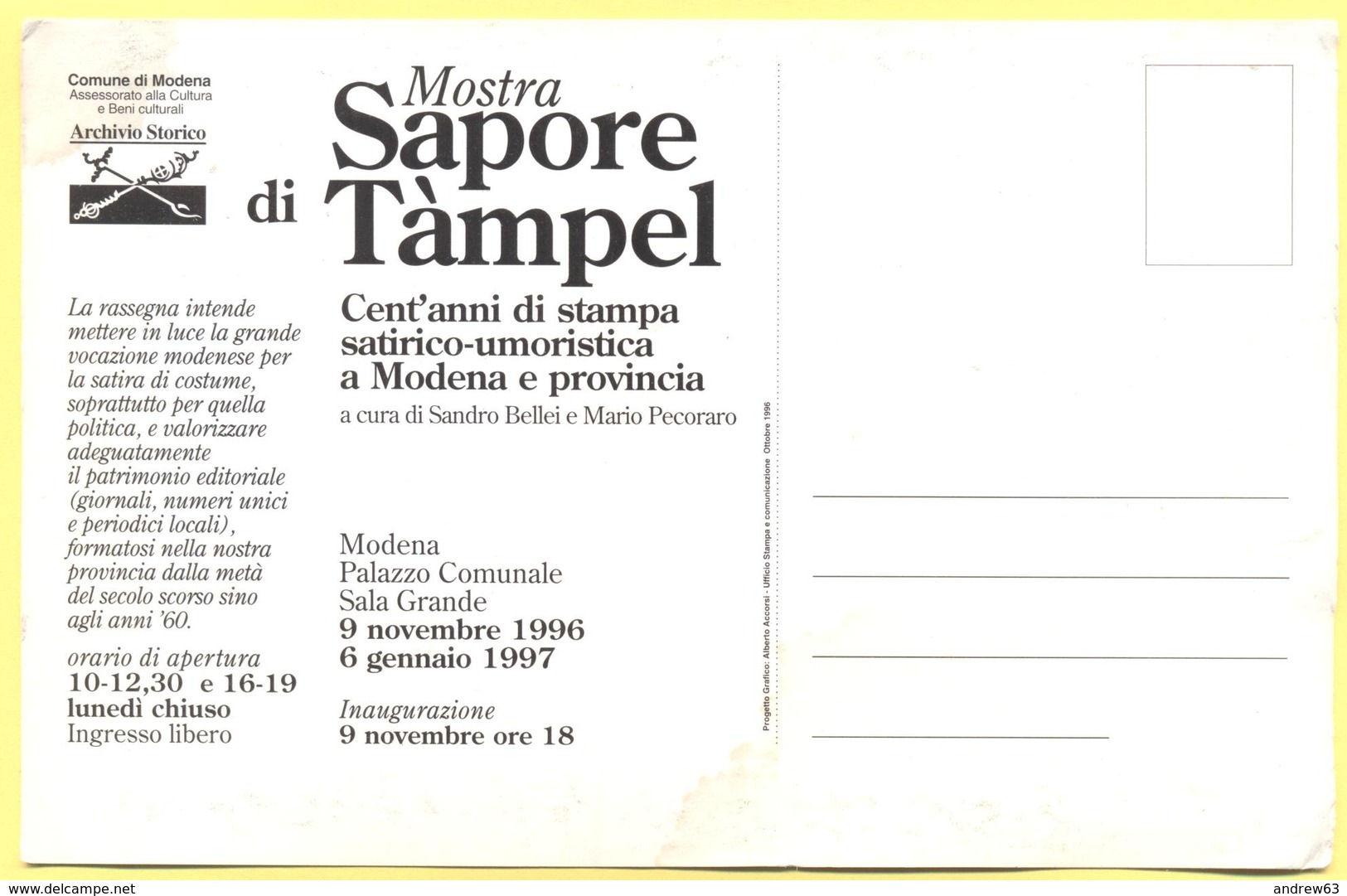 Tematica - Humor - 1996 - Lo Czar Di Tutte Le Modene - Mostra Sapore Di Tàmpel - Cent'anni Di Stampa Satirico-umoristica - Humor