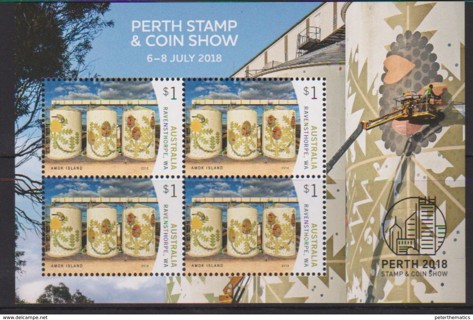 AUSTRALIA , 2018, MNH,PERTH STAMP AND COIN SHOW, ART, SILO ART,   SHEETLET - Other & Unclassified