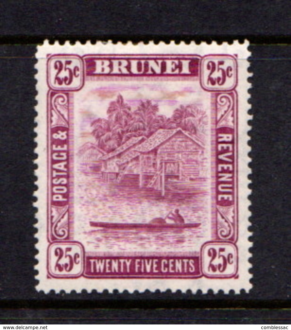 BRUNEI    1947    25c  Deep  Claret    Perf  14      MH - Brunei (...-1984)
