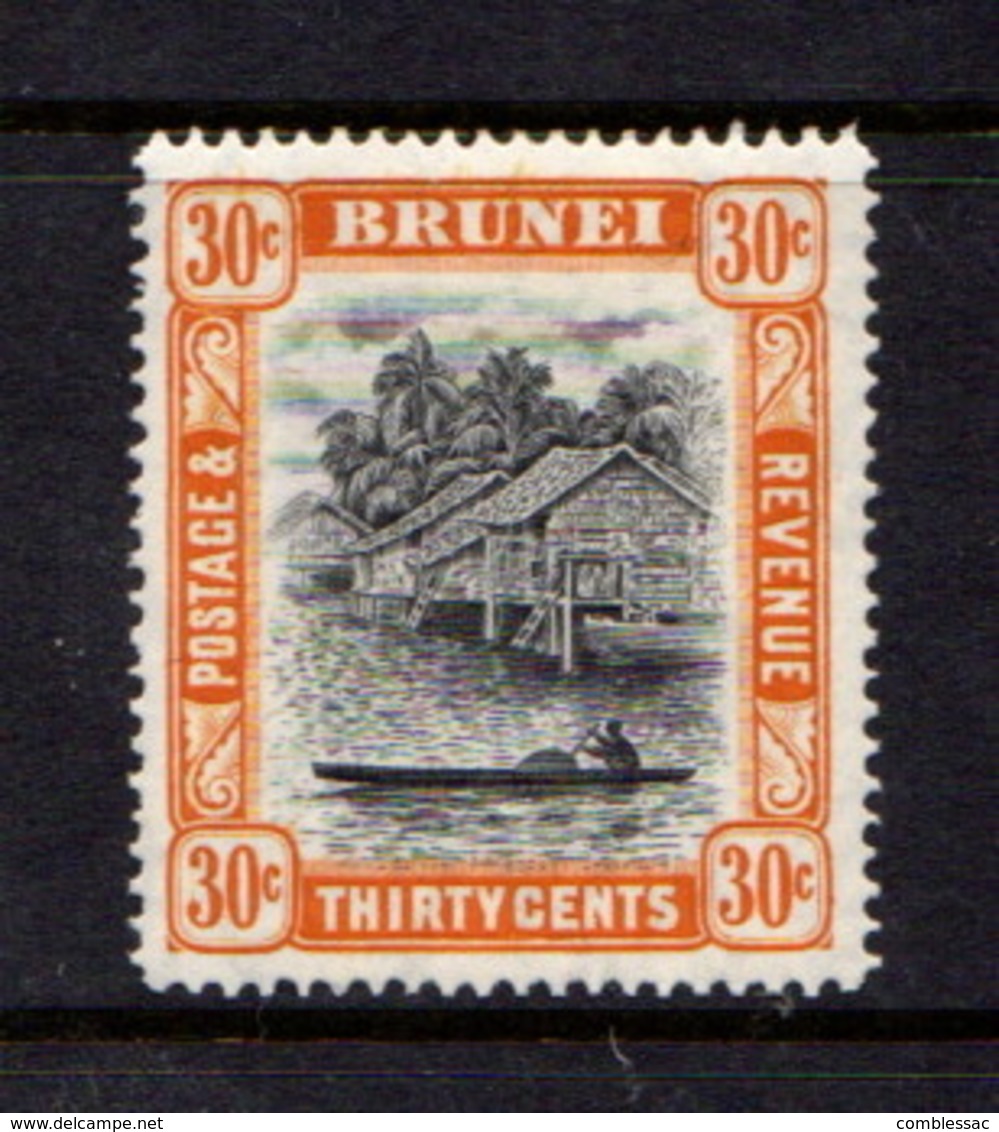 BRUNEI    1947    30c  Black  And  Orange    Perf  14      MH - Brunei (...-1984)