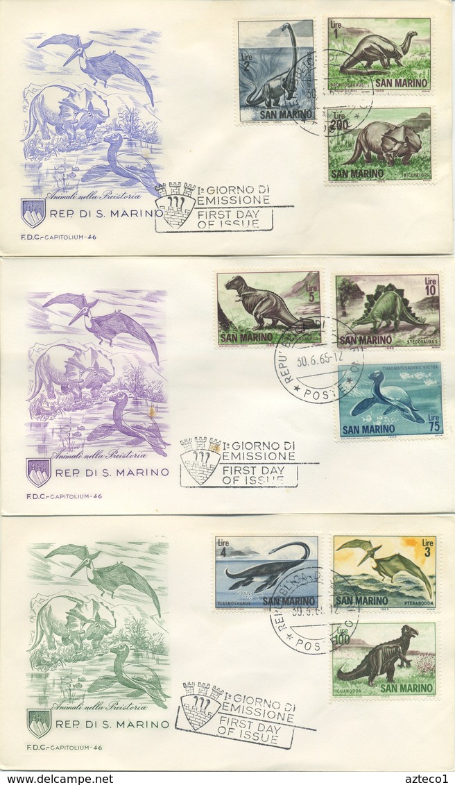 SAN MARINO - FDC  CAPITOLIUM 1965 - ANIMALI DELLA PREISTORIA - DINOSAURI - FDC