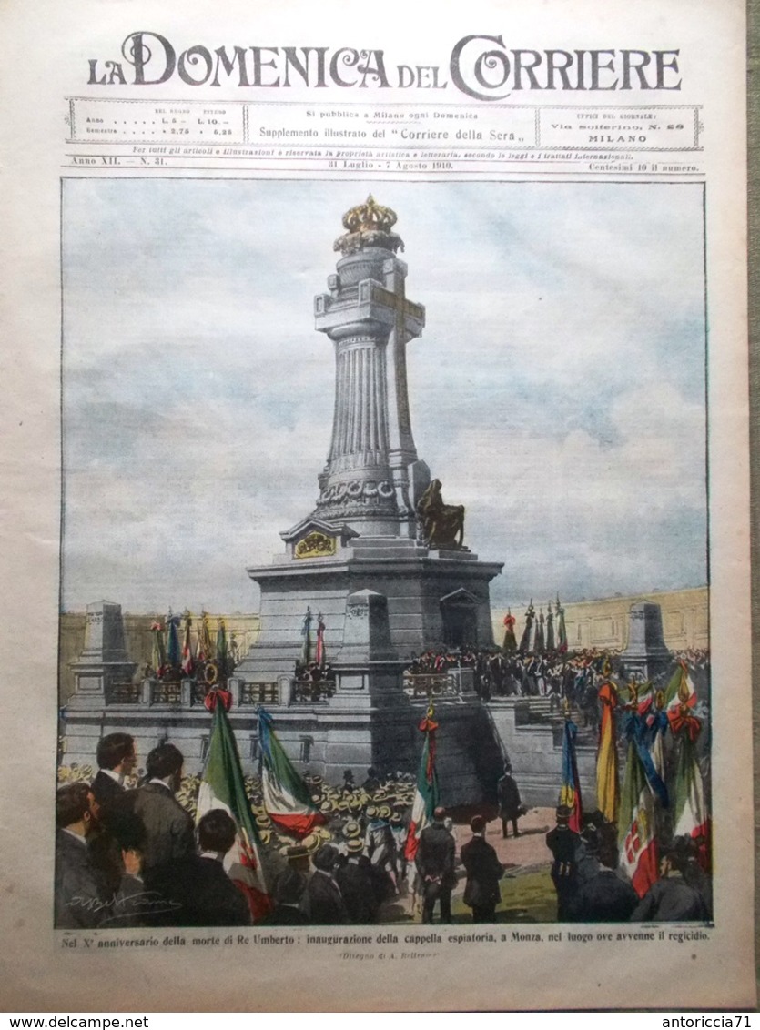 La Domenica Del Corriere 31 Luglio 1910 Temporale Lombardia Imola Bibbia Diavolo - Altri & Non Classificati