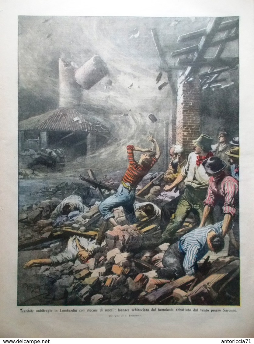 La Domenica Del Corriere 31 Luglio 1910 Temporale Lombardia Imola Bibbia Diavolo - Altri & Non Classificati