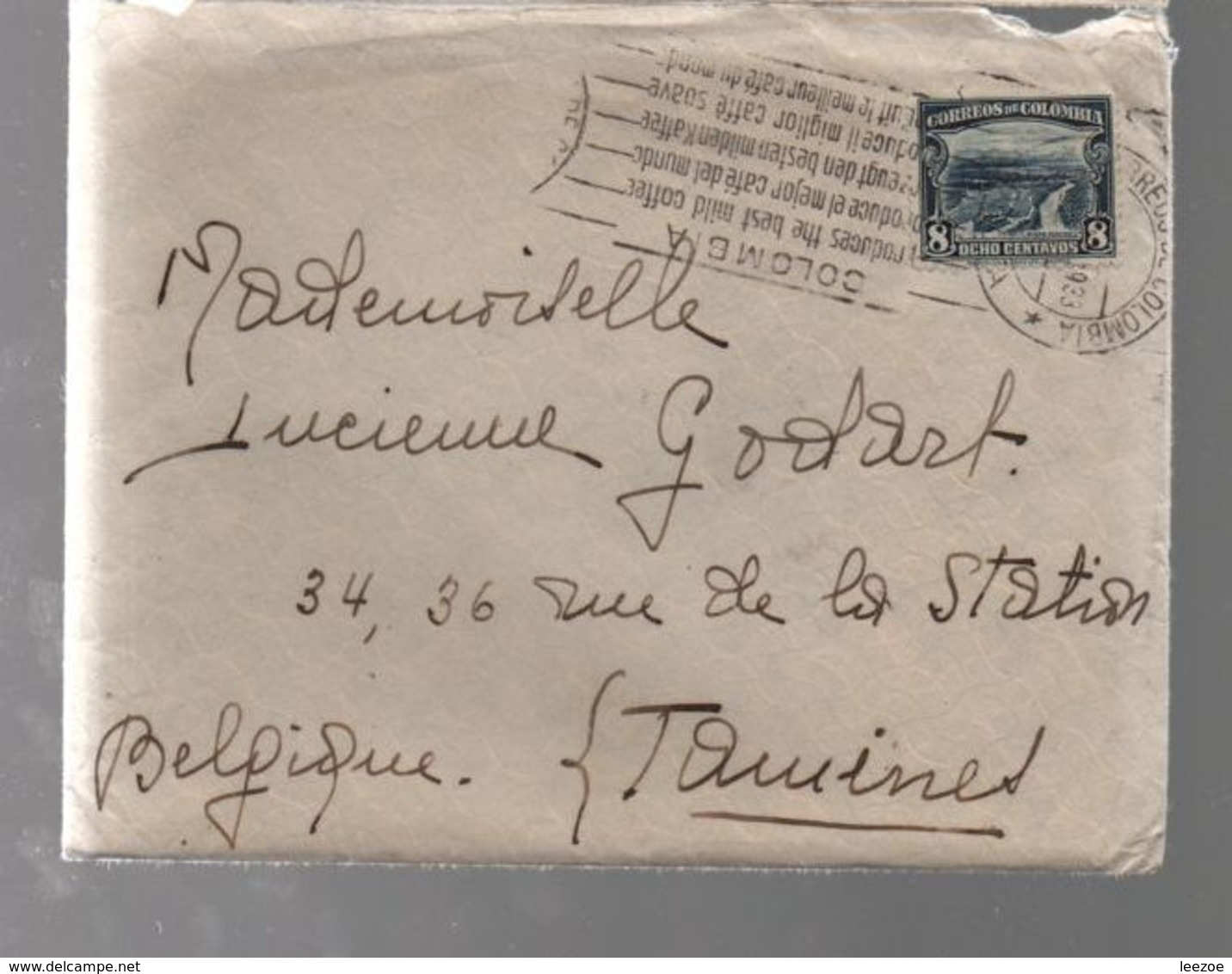 Correspondance BOGOTA Colombie 1933..OCHO CENTAVOS..OBLITERATION CORREOS COLOMBIA - Colombie