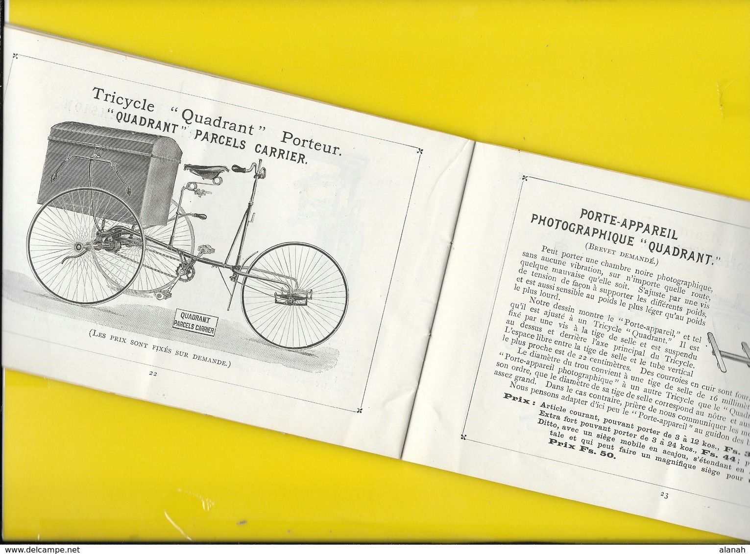 Catalogue 1890 Cycles " LE QUADRANT" 32 Pages + Couverture Format à L'italienne 21 X 13 Cm Env.. - Cyclisme