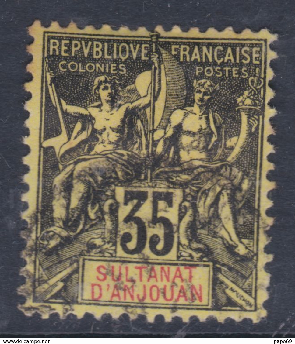 Anjouan N° 17 O  Type Groupe : 35 C. Noir Sur Jaune Oblitération Très  Légère, TB - Used Stamps