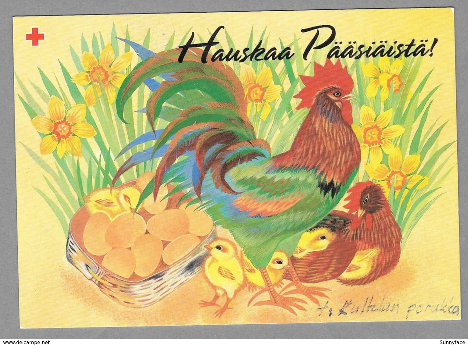 Postal Stationery Red Cross Finland (SPR 17) - Easter Pâques Ostern Cock Chicken Eggs Illustr. Sirpa Parikka - Used - Entiers Postaux