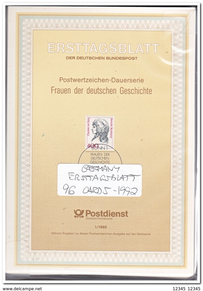 Duitsland 1992, 96 Ersttagsblätter With Doubles Only 5ct Each ( 637 Gram ) - Andere & Zonder Classificatie