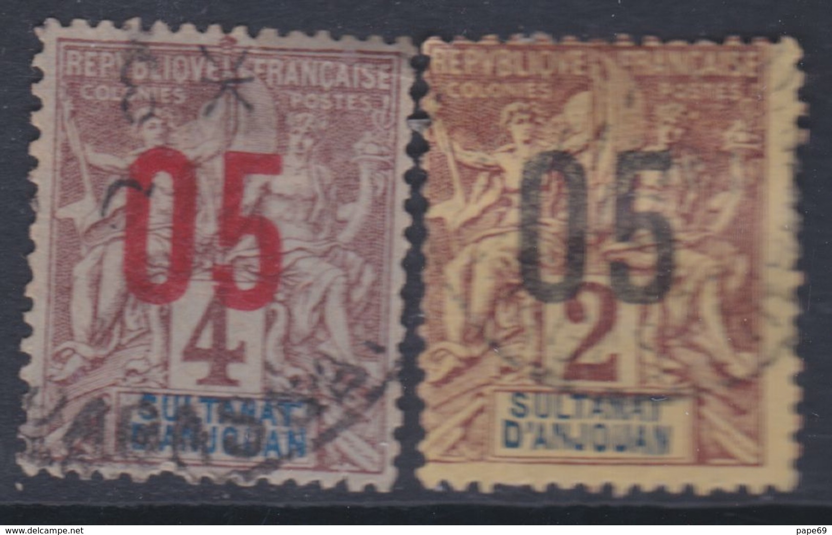 Anjouan N° 20 / 21 O   Type Groupe Surchargé : Les 2 Valeurs Oblitérations Légères Sinon  TB - Used Stamps