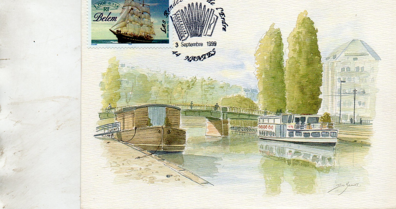 LOT DE 2 CARTES MAXIMUM -  LES RENDEZ VOUS DE L ERDRE  - TAMPON 1ER JOUR A NANTES  - 1999 - 1990-1999