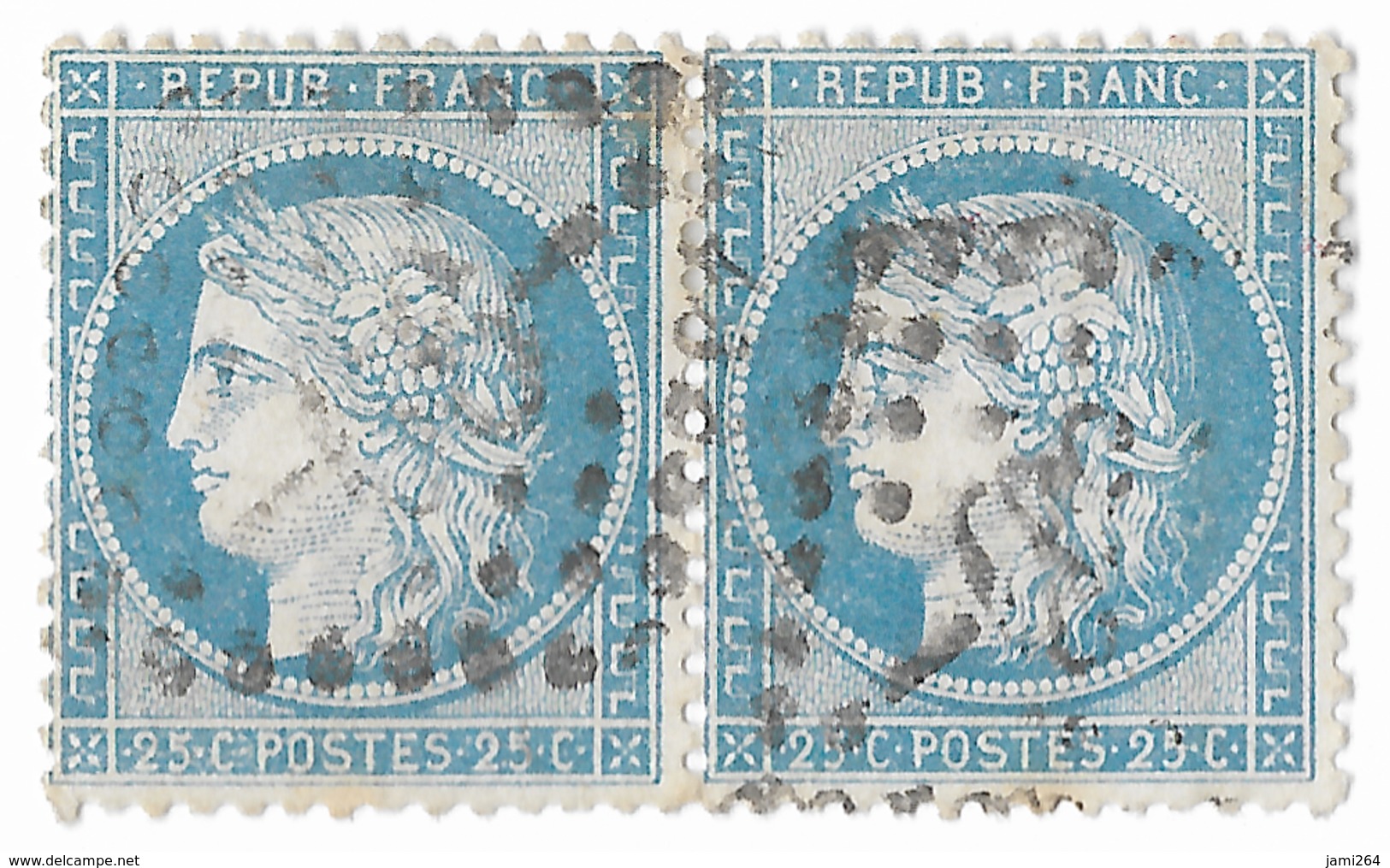 TIMBRE N)  60/1  PAIRE  34/35 A2 ;TRÈS  RARE  TTB - 1871-1875 Cérès