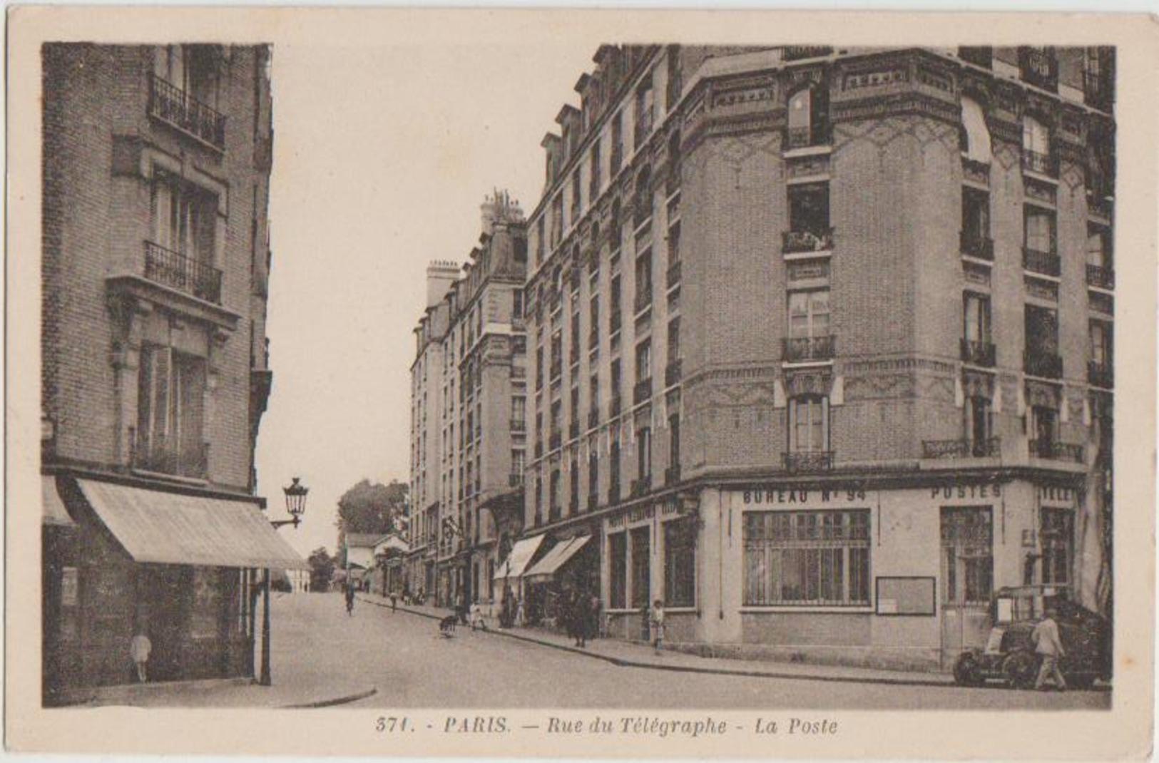 CPA 75 PARIS XX Rue Du Télégraphe à La Rue Du Borrégo Bureau De Poste N° 94 - Arrondissement: 20