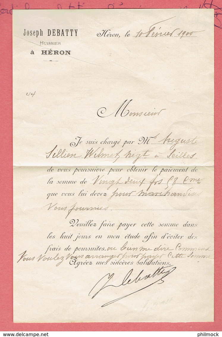 Lettre - Héron Rebut Sur 57 - Oblitération Héron - Andenne 14-fevr-1900 - 1893-1900 Fine Barbe