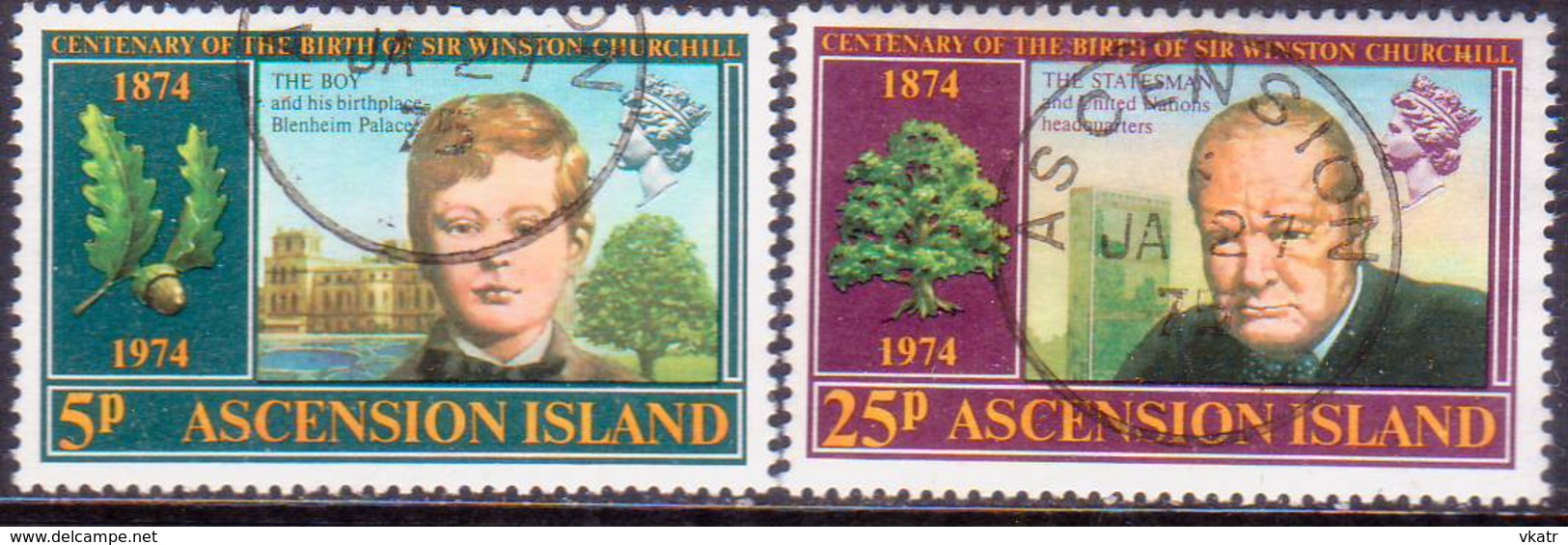 ASCENSION 1974 SG #182-84 Compl.set+m/s Used Churchill Centenary - Ascensión