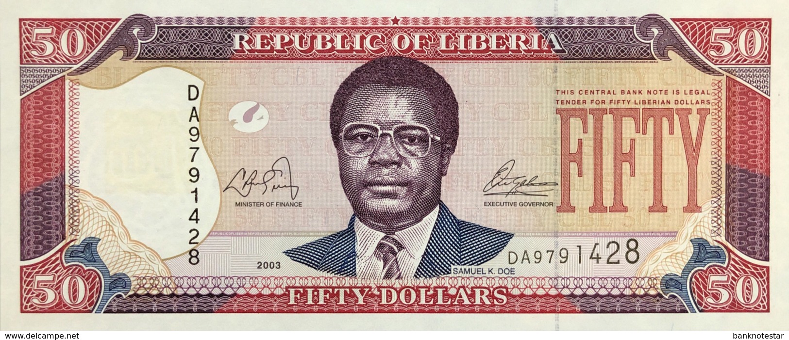 Liberia 50 Dollars, P-29a (2003) - UNC - Liberia