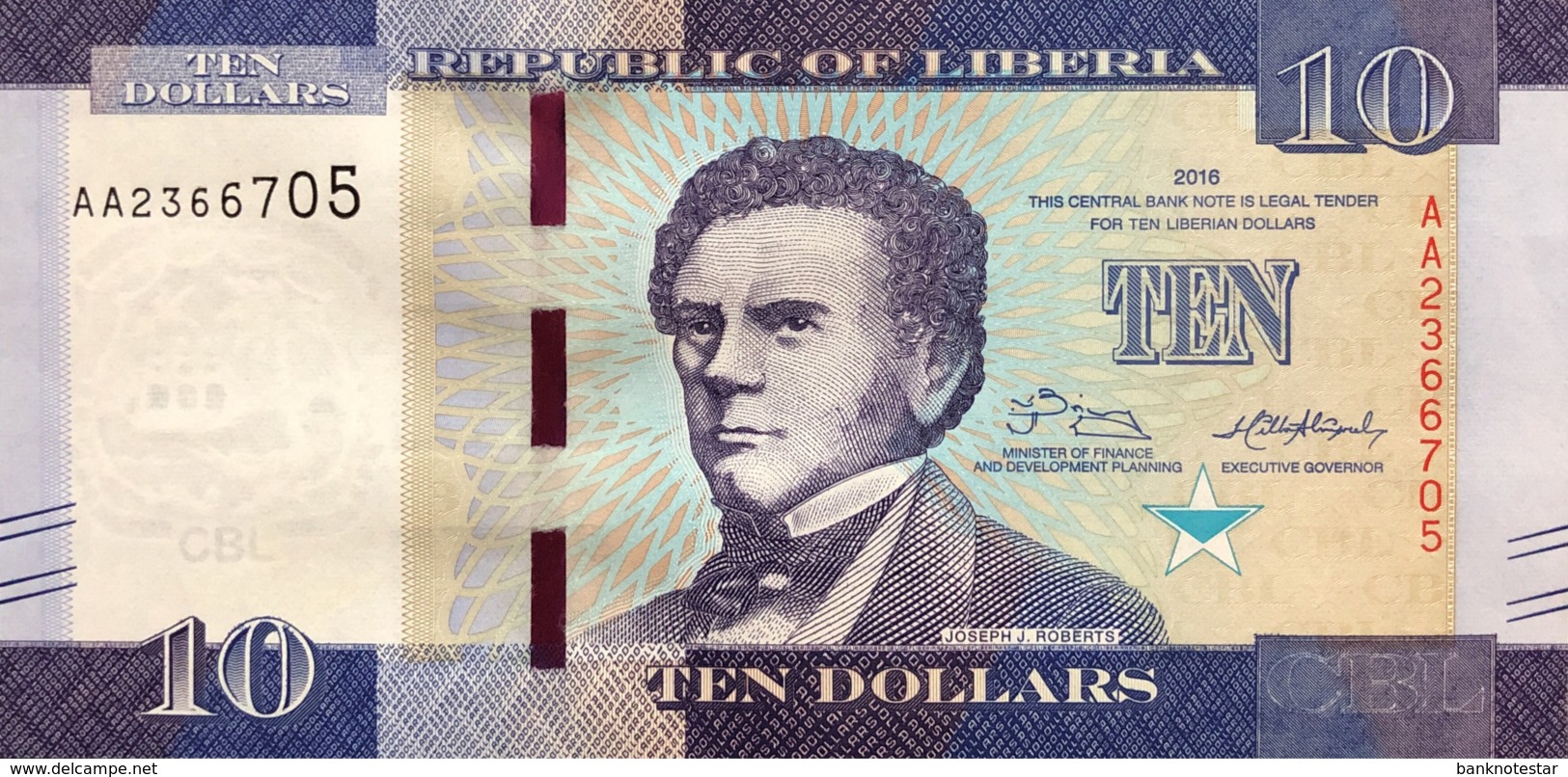 Liberia 10 Dollars, P-32 (2016) - UNC - Liberia