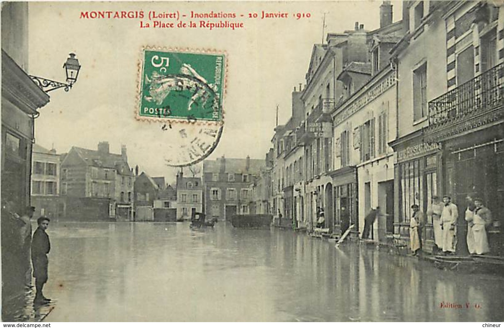 MONTARGIS INONDATIONS 20 JANVIER 1910 LA PLACE DE LA REPUBLIQUE - Montargis