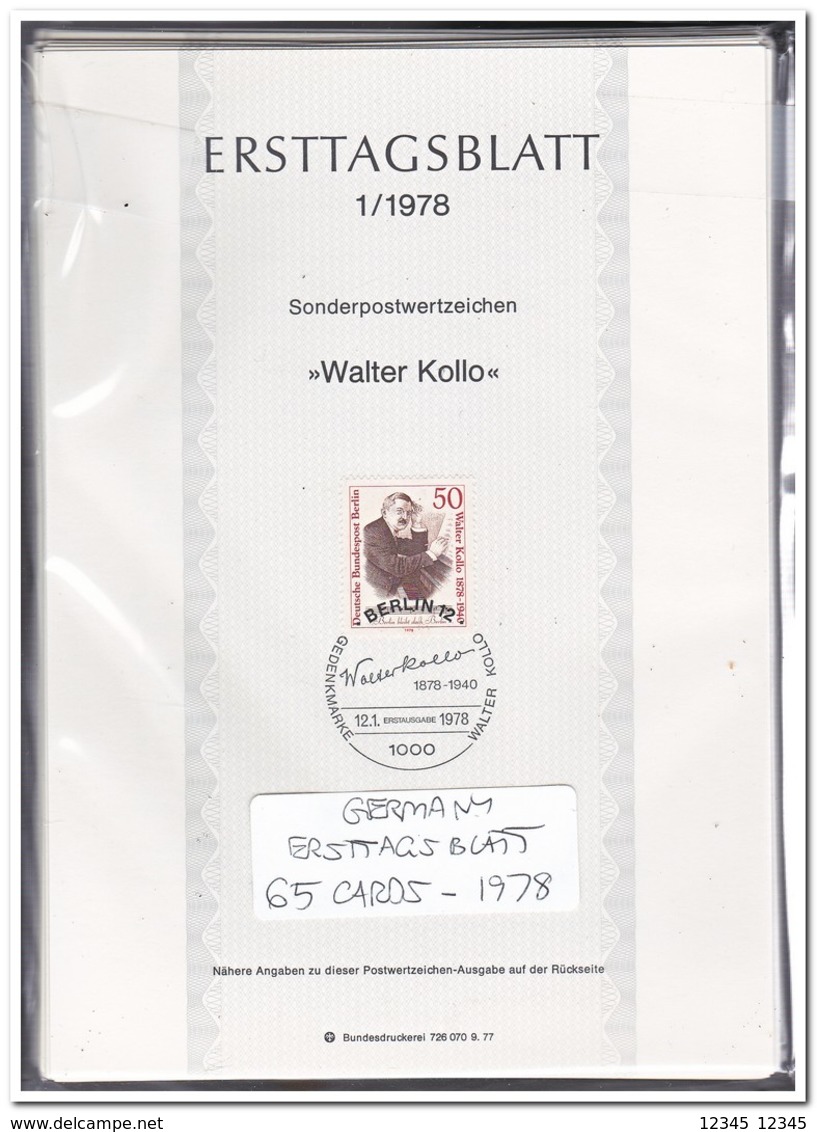 Duitsland 1978, 65 Ersttagsblätter With Doubles Only 5ct Each ( 422 Gram ) Better Than You Would Expect - Andere & Zonder Classificatie