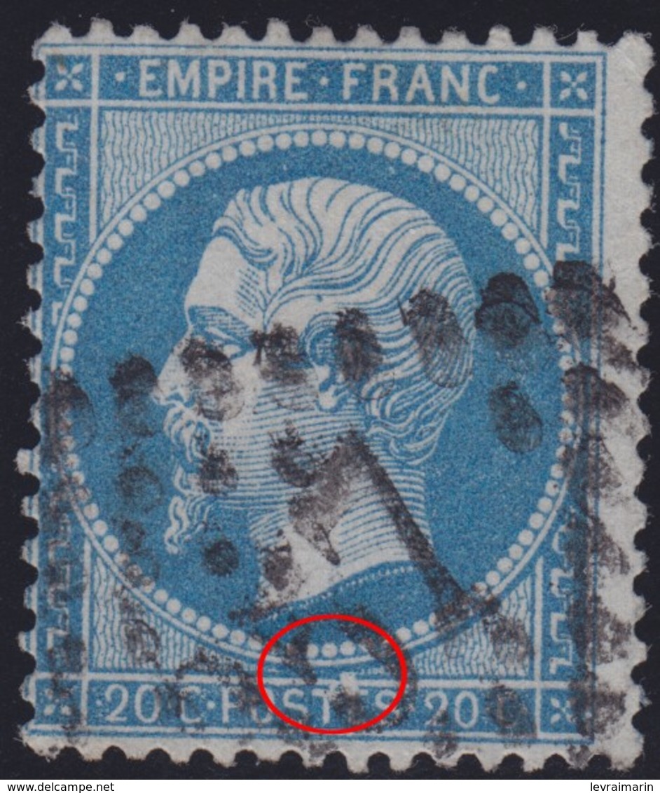 N°22 Grosse Tache Blanche Au Dessus De TE De POSTES, Position 128A4, TB - 1862 Napoleon III