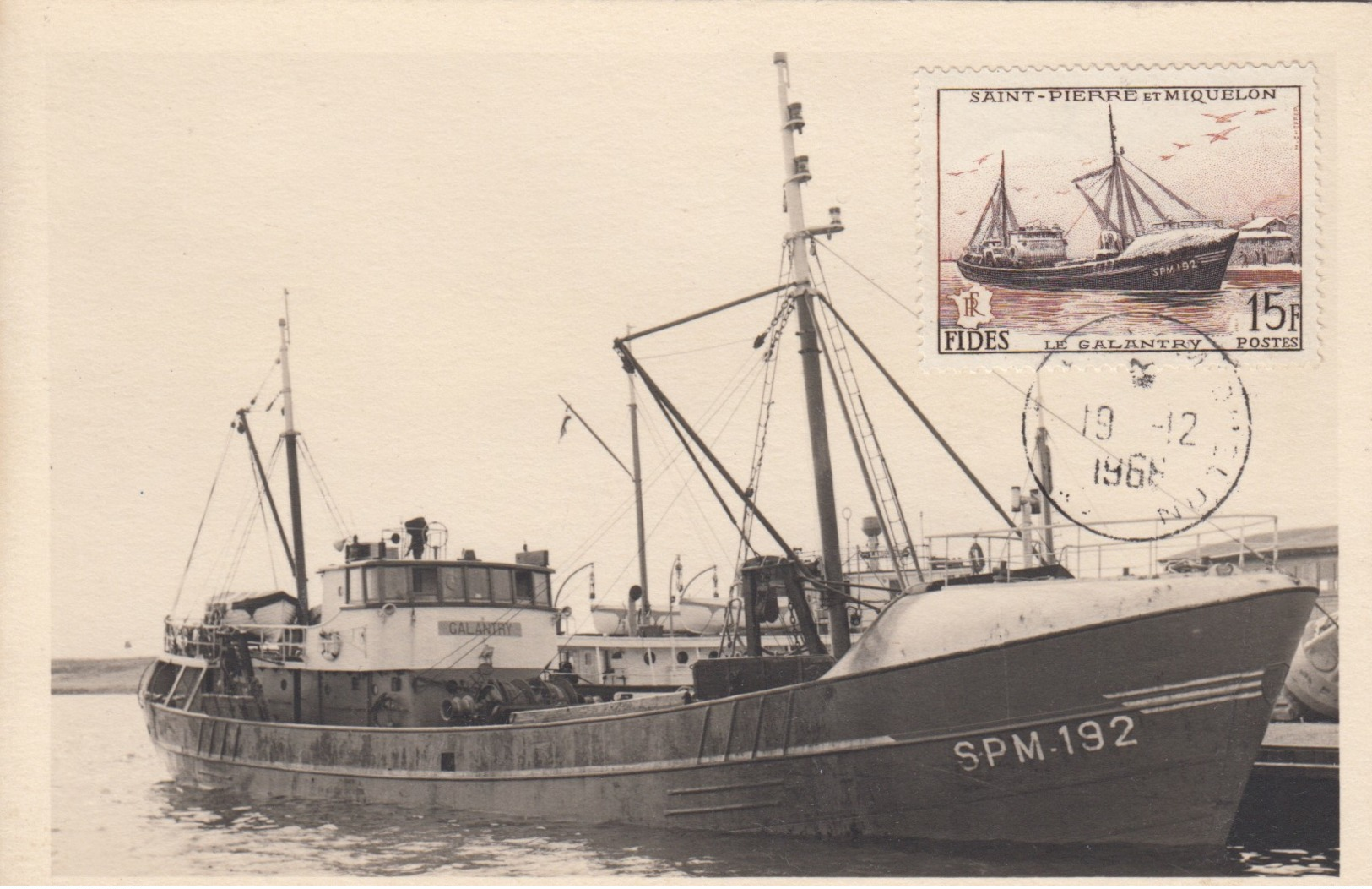 Saint-Pierre-et-Miquelon , 1966 ; Ship SPM-192 At Wharf & First Day Of Issue Stamp - Saint Pierre And Miquelon