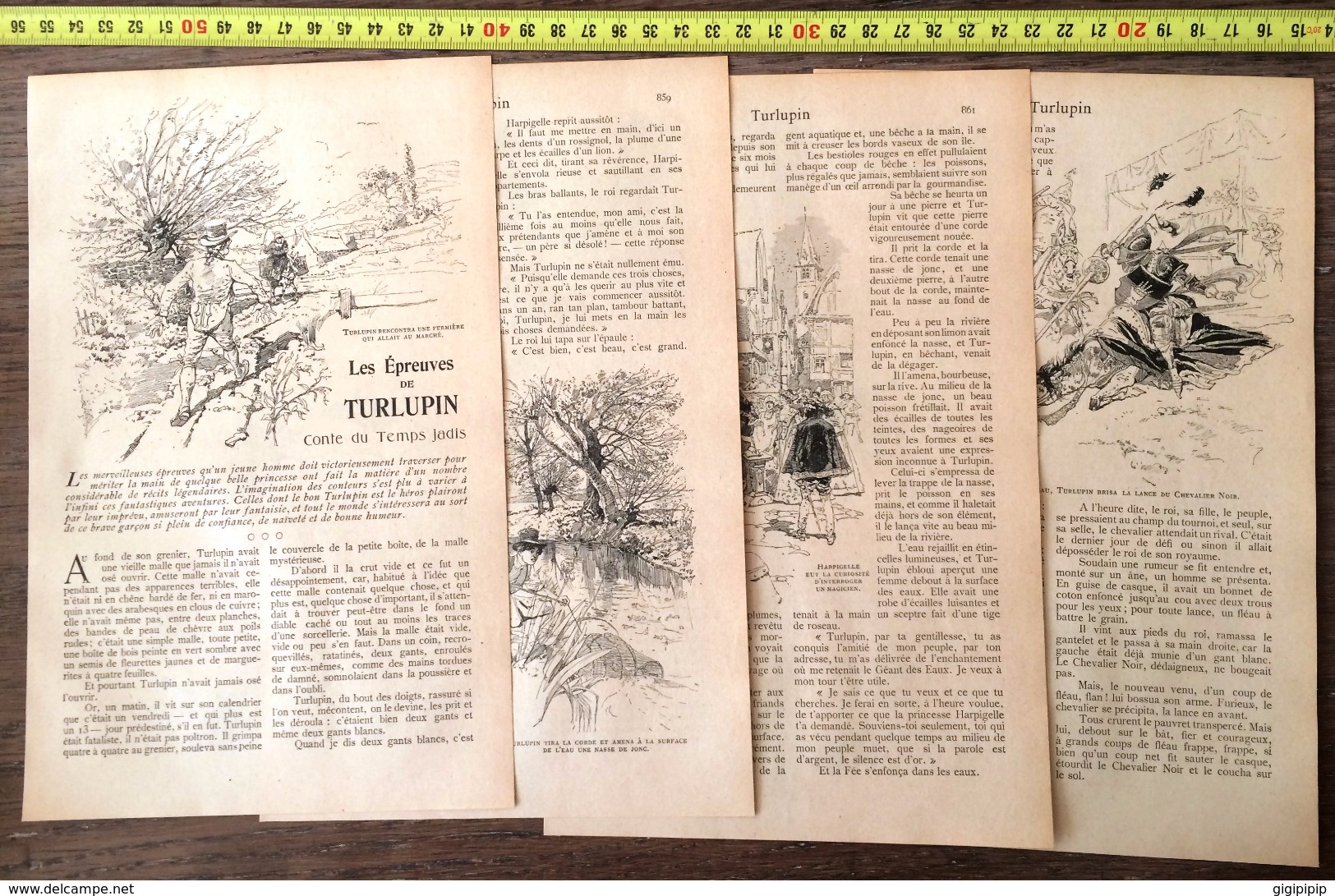 1901 DOCUMENT LES EPREUVES DE TURLUPIN CONTE DU TEMPS JADIS DE JEROME DOUCET ILLUSTRATIONS DE GEORGES CONRAD - Collections