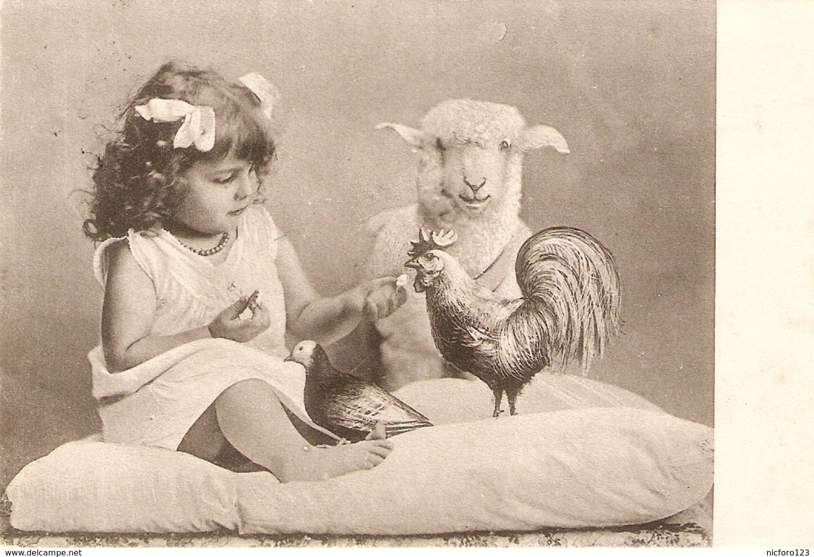 ""Sweet Luttle Girl With Lamb And Bird" Lovely Tuck Art Seies PC # 1792 - Tuck, Raphael