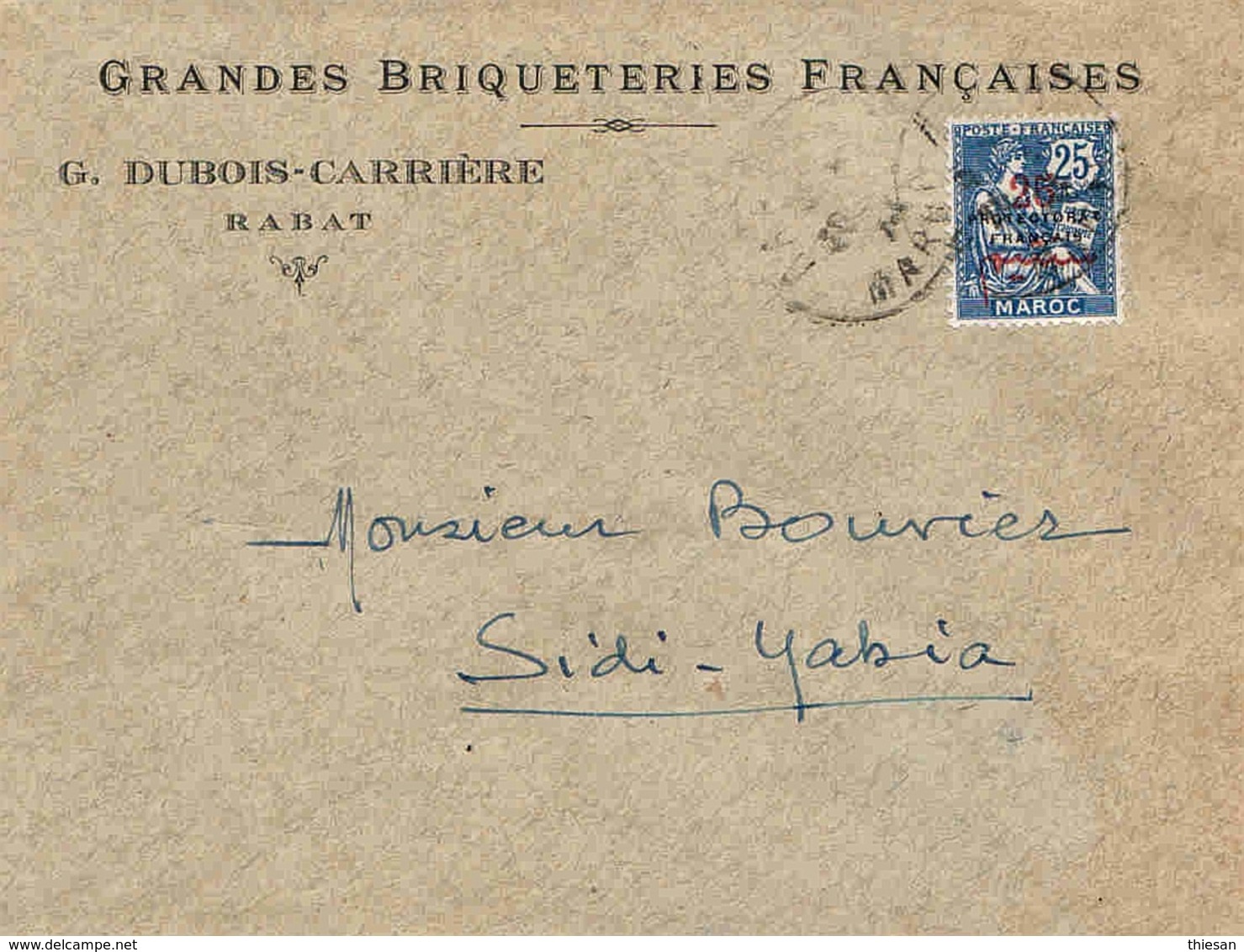 Maroc Morocco  Lettre Cover Rabat 1921 Grandes Briquéteries Françaises - Lettres & Documents