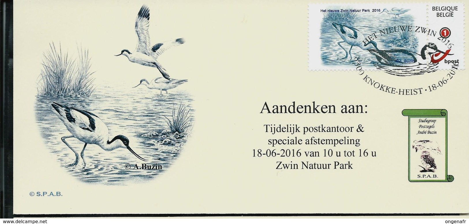 FDC Du Duostamp   2016  Obl. Knokke-Heist  18/06/2016 - 1985-.. Oiseaux (Buzin)