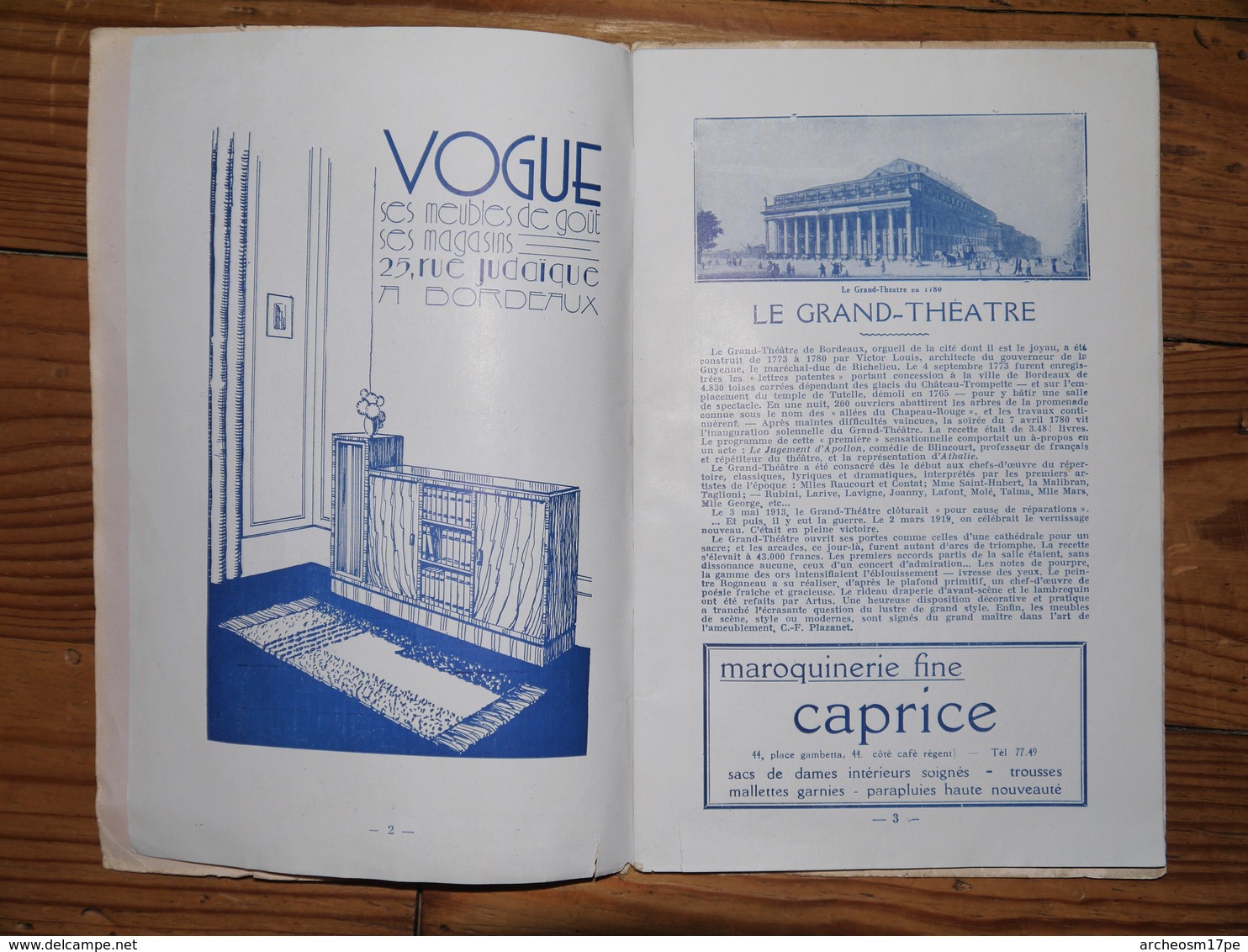 Album Programme Grand Théâtre De Bordeaux Chauvet Mauret-Lafage Saison 1932-1933 Publicité Commerces Magasins - Autres & Non Classés