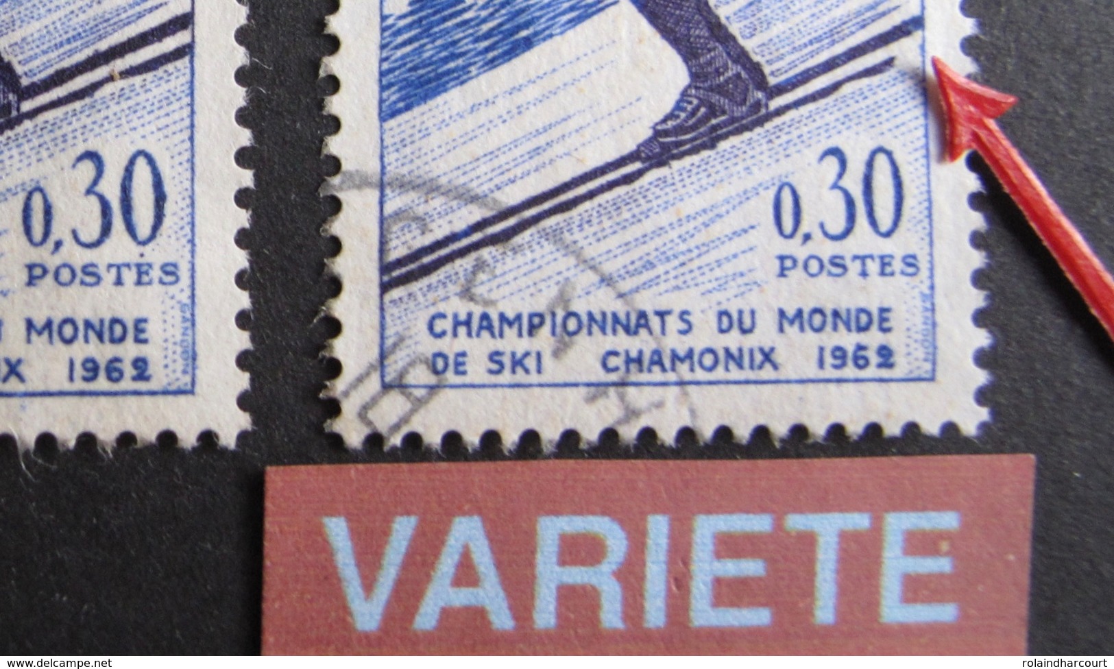 DF50500/37 - 1962 - CHAMONIX - N°1326 ☉ + N°1326a ☉ VARIETE ➤➤➤ SKI COURT + N°1327 ☉ - Cote : 5,80 € - Usati