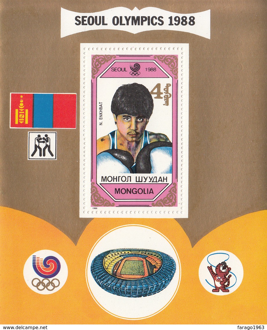 1989 Mongolia Summer Olympic Winners Boxing Complete Souvenir Sheet MNH - Mongolie