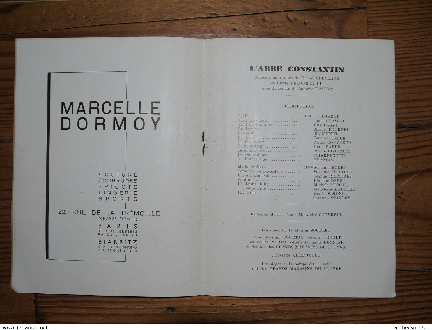 Album Programme Théâtre National De L'Odéon Paris Paul Abram Comédie Abbé Constantin 1938 Michèle Michel Bourdel Courtal - Autres & Non Classés