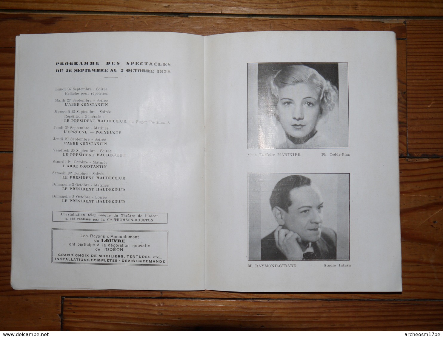 Album Programme Théâtre National De L'Odéon Paris Paul Abram Comédie Abbé Constantin 1938 Michèle Michel Bourdel Courtal - Autres & Non Classés