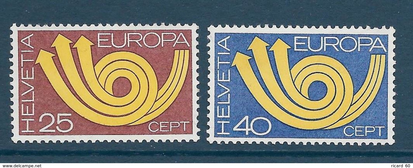 Timbre Neuf** De Suisse, N°924-5 Yt , Europa 1973, Cor Postal - Nuevos