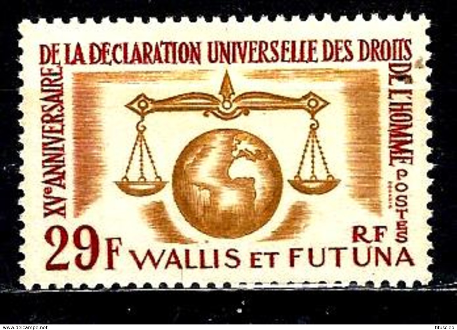 WALLIS ET FUTUNA 169* 29f Carmin Et Jaune 25ème Anniversaire De La Déclaration Universelle Des Droits De L'homme - Neufs