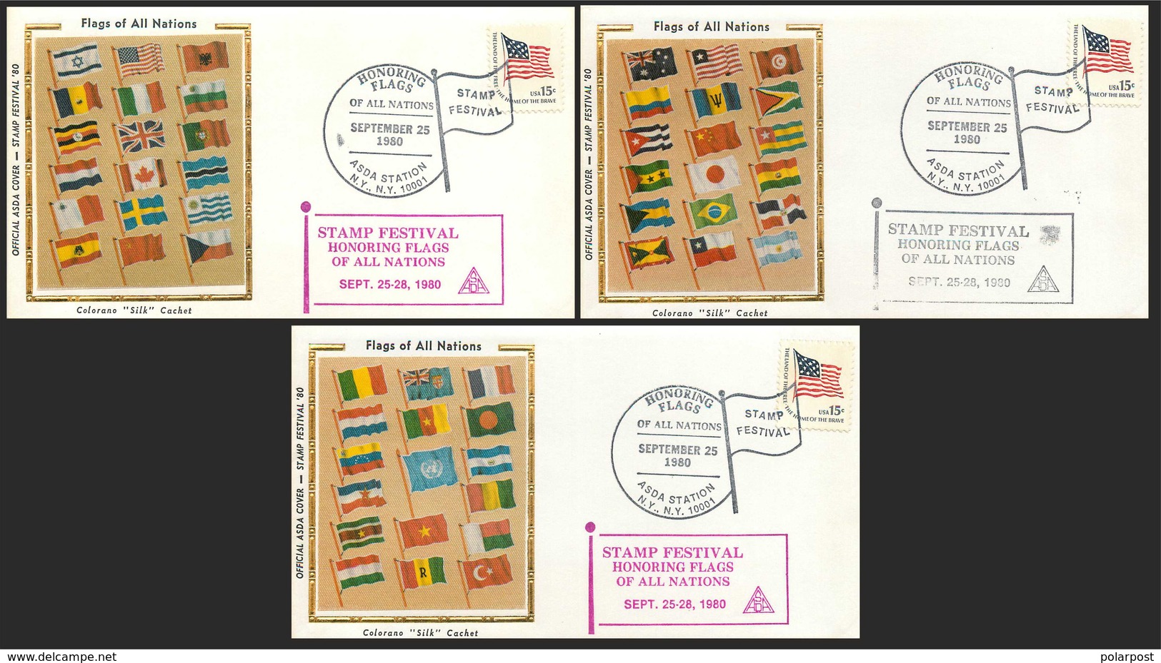 GG USA 1980 (1978 1352) Flags. United Nations. Un (envelopes On Silk) - Covers