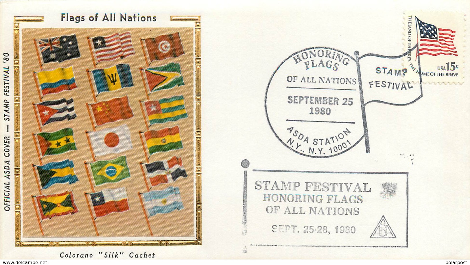 GG USA 1980 (1978 1352) Flags. United Nations. Un (envelopes On Silk) - Enveloppes