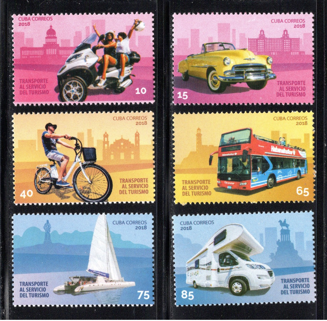 Cuba 2018 C18-11 Tourist's Transportation. Car, Bike, Bus,etc MNH - Ongebruikt