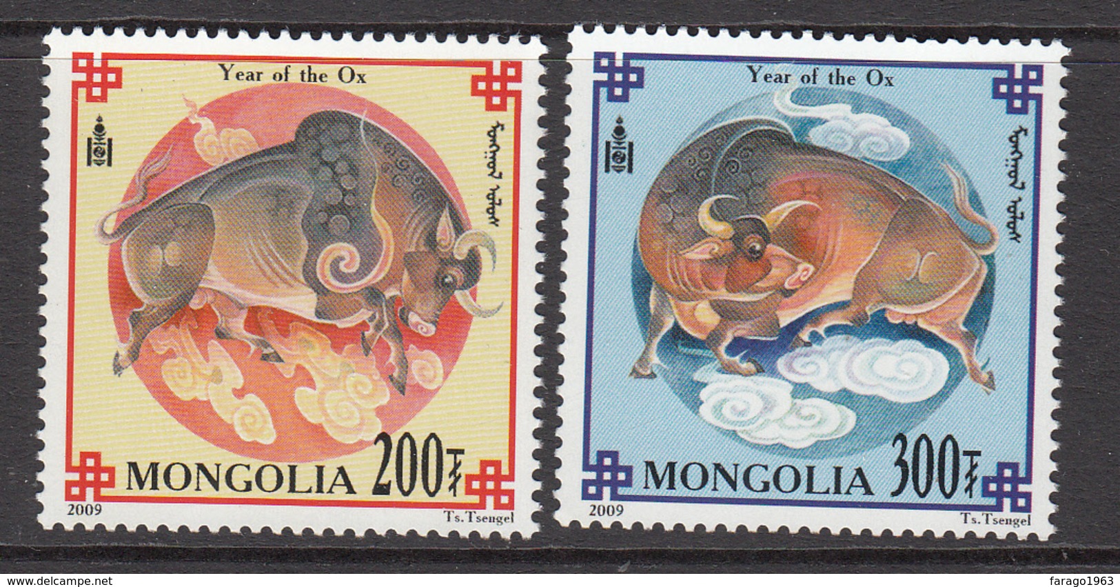 2009 Mongolia Year Of The Ox Complete Set Of 2 MNH - Mongolie