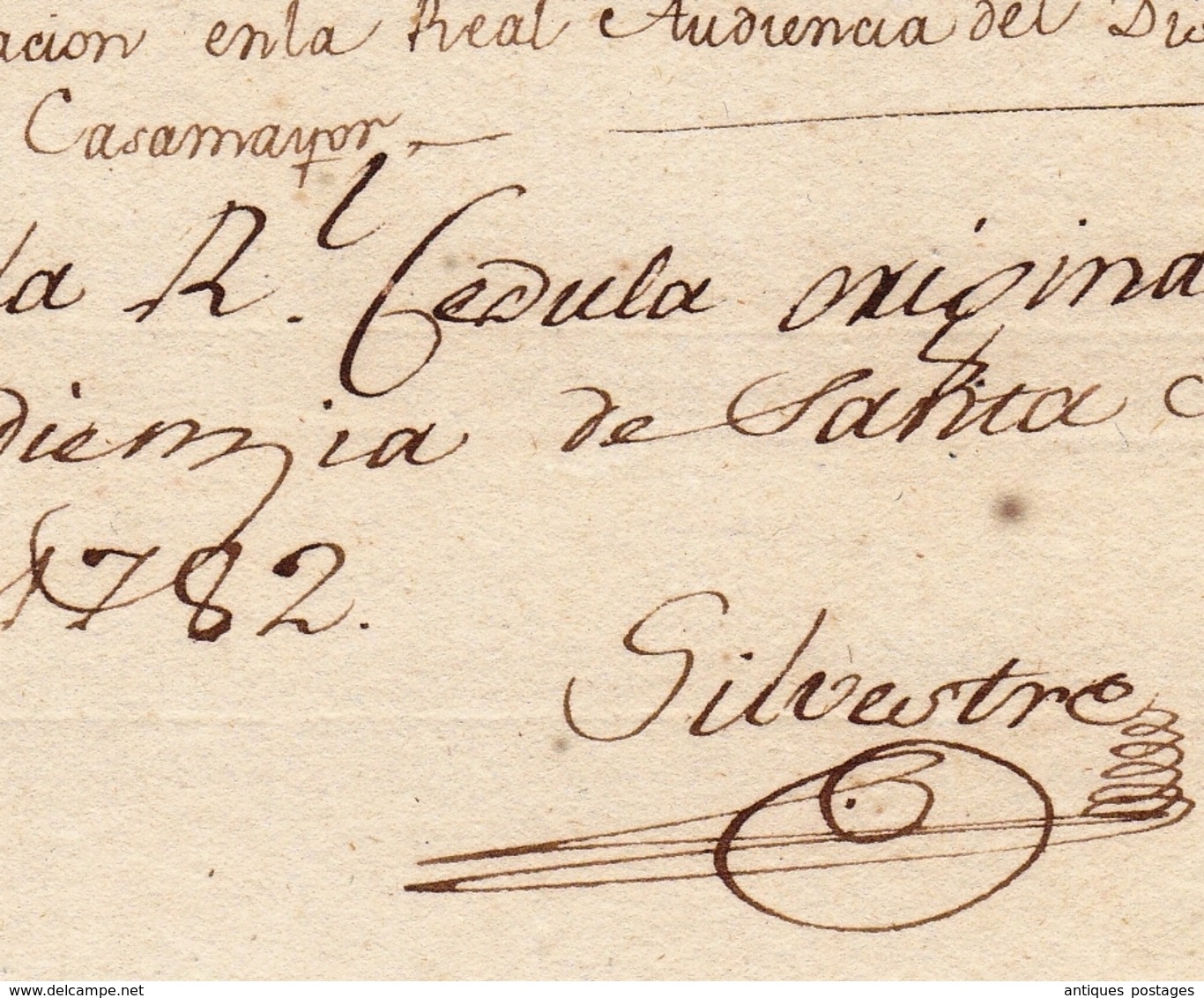 Carta Manuscrita 1782 Nuevo Reino De Granada Santa Fe De Bogotá Real Audiencia Juan De Casamayor - Colombie