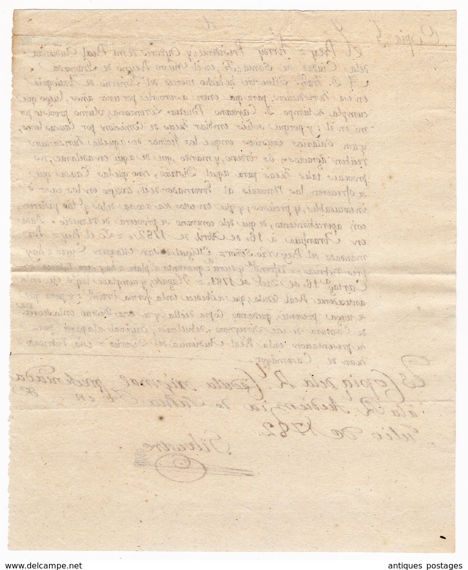 Carta Manuscrita 1782 Nuevo Reino De Granada Santa Fe De Bogotá Real Audiencia Juan De Casamayor - Colombie