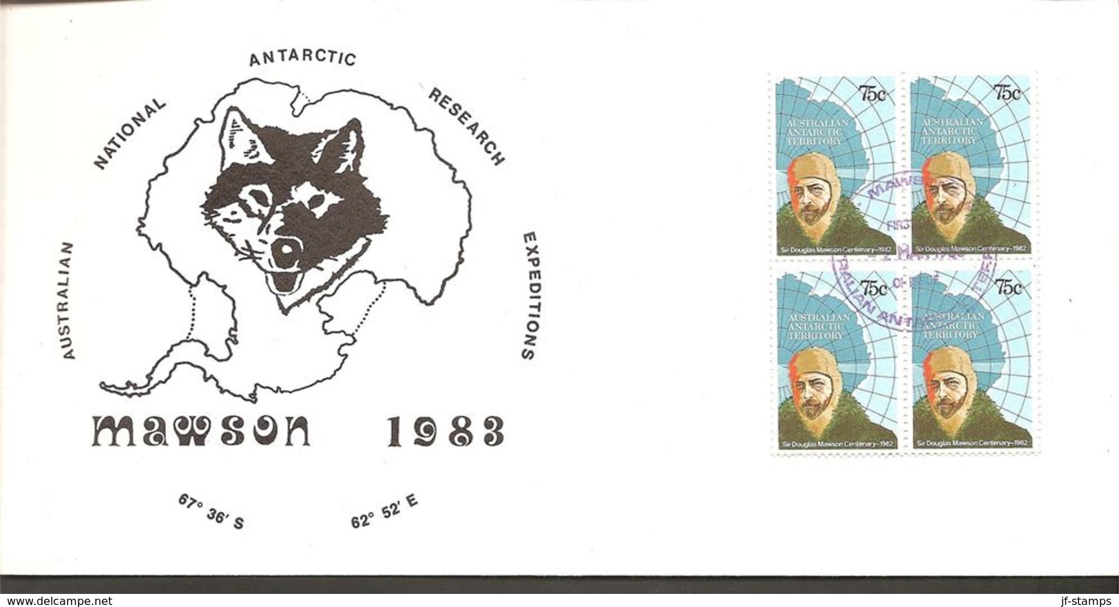 1983. AUSTRALIAN NATIONAL ANTARCTIC RESEARCH EXPEDITIONS MAWSON.  4X 27 + 4X 75 C. FD... (Michel 53-54) - JF120085 - Cartas & Documentos