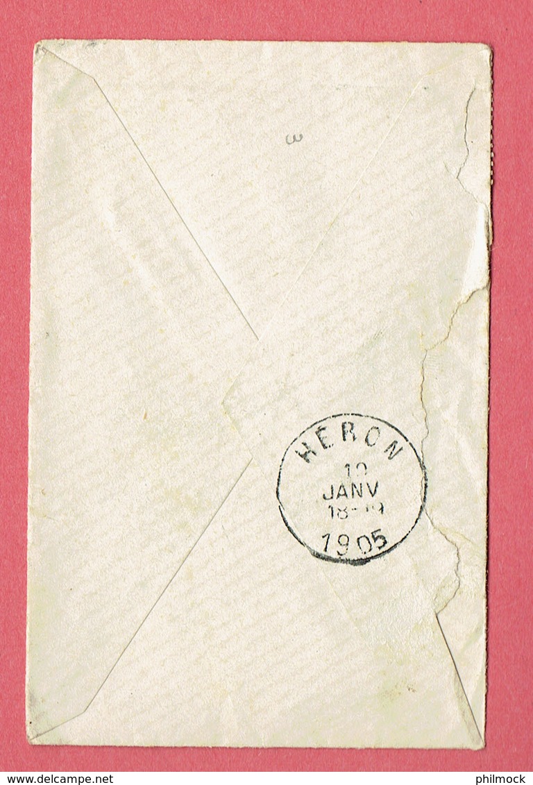 Lettre 112x72 - Oblit Andenne Le 10-Janv-1905 Vers Héron Sur 58 - 1893-1900 Fine Barbe