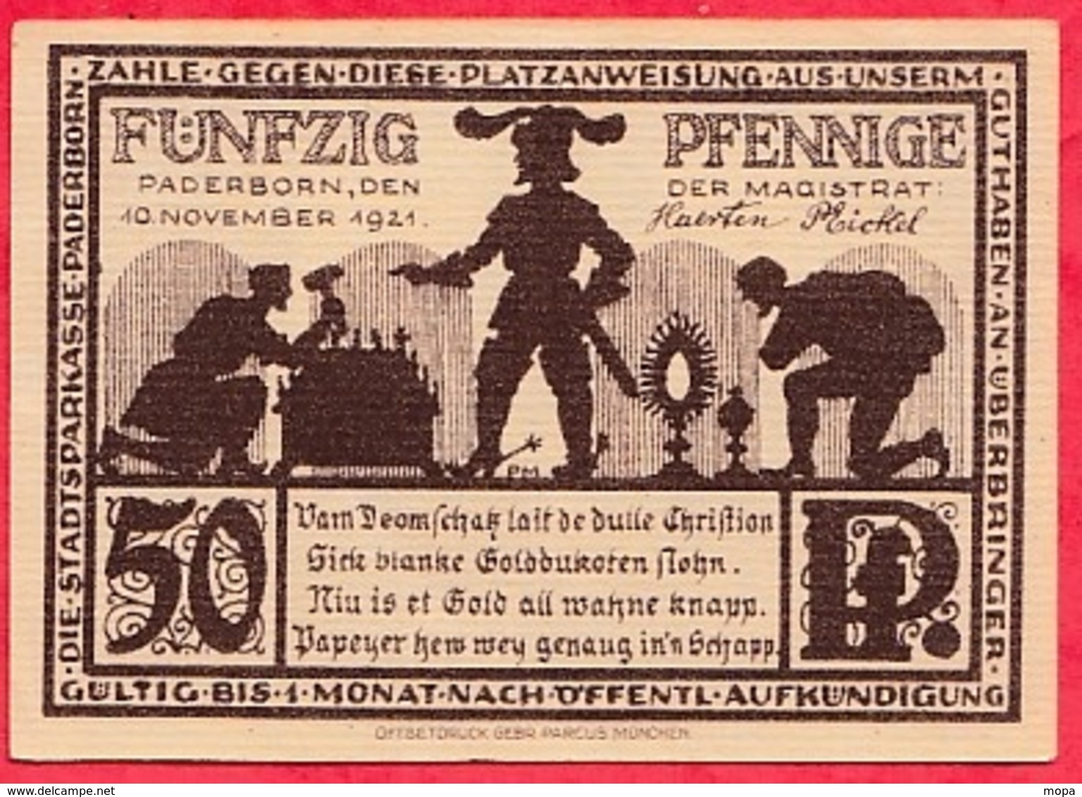 Allemagne 1 Notgeld  50 Pfenning Stadt  Paderborn Dans L 'état  Lot N °3194 - Collections