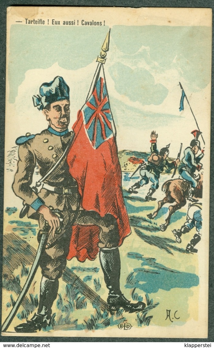 WW1 Carte Caricature Anti Guillaume Reich Allemand Angleterre Signée A.C. - Autres & Non Classés