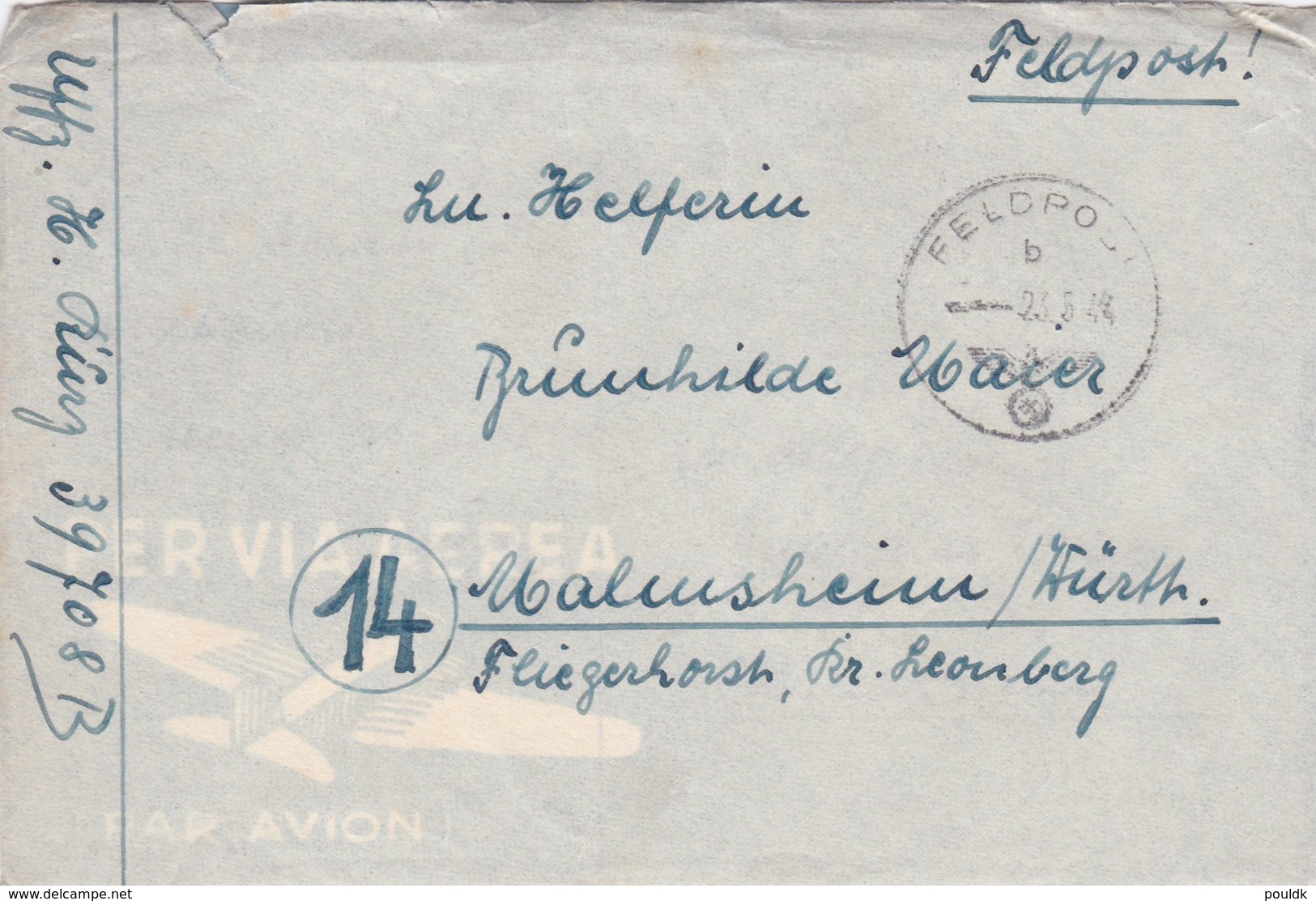 German Feldpost WW2: From Balkan - Regiment 1 Brandenburg (1. Kompanie In I. Bataillon) FP 39708B P/m 11.6.1944 - Letter - Militaria